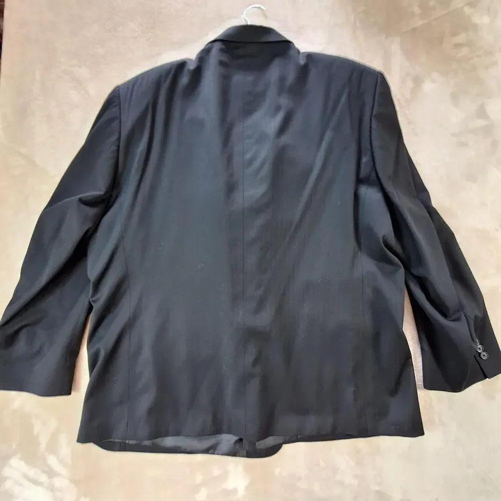 Henry Grethel Suit Jacket Mens 50R Black Stripe Ventless 2 Button Formal